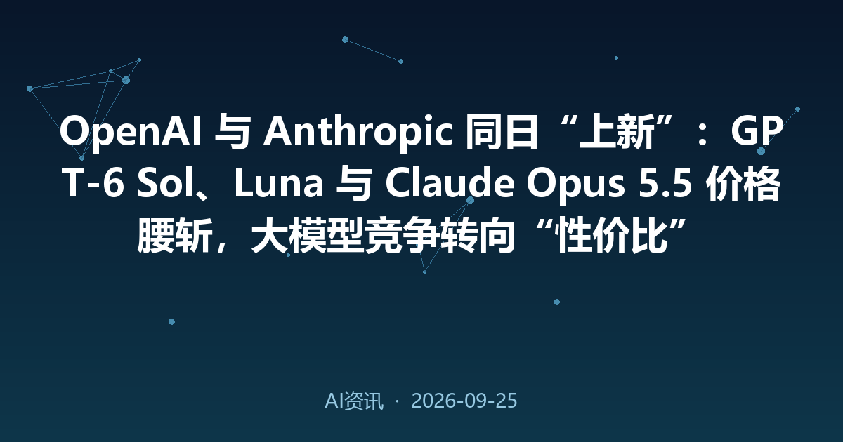 OpenAI 与 Anthropic 同日“上新”:GPT-6 Sol、Luna 与 Claude Opus 5.5 价格腰斩,大模型竞争转向“性价比”