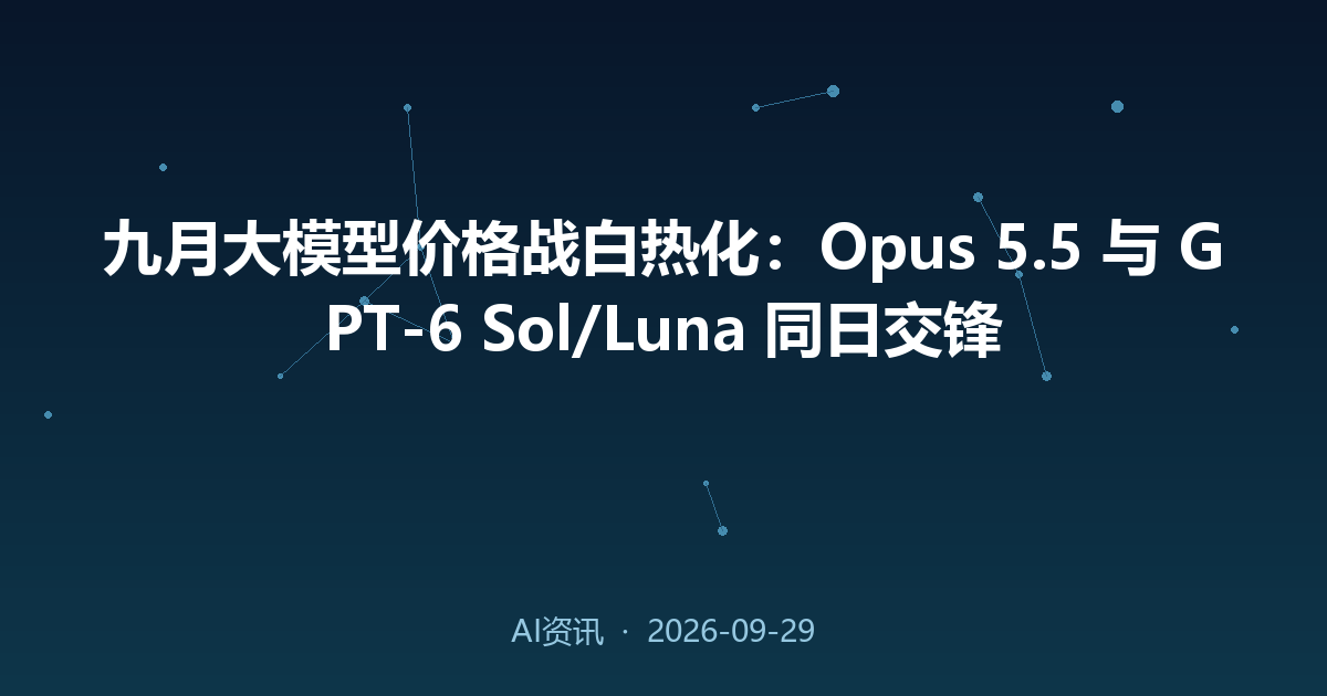 九月大模型价格战白热化：Opus 5.5 与 GPT-6 Sol/Luna 同日交锋